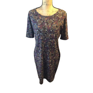LuLaRoe Dress Size L Black and Purple Paisley